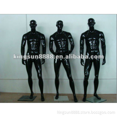 glossy black full-body fiberglass strong man mannequin